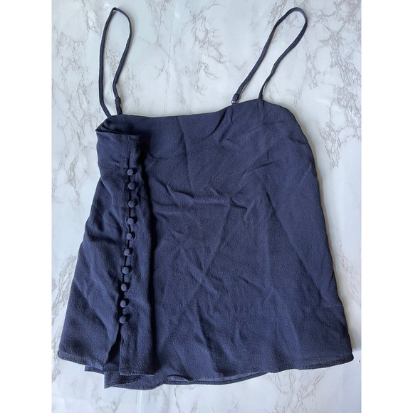 Joie Abdi Side Button Camisole Navy Blue Crepe Square Neck XS - Picture 3 of 4
